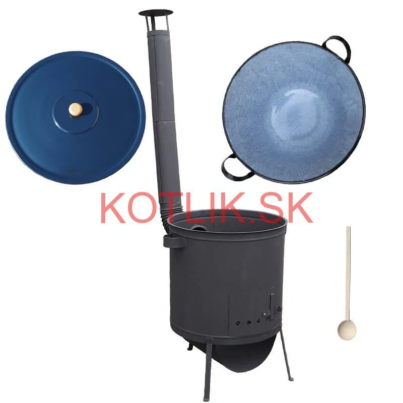 Smaltovaný kotol 70 L na zabíjačku + žiaruvzdorná kotlina 53 PLUS 600 4 MM + vareška