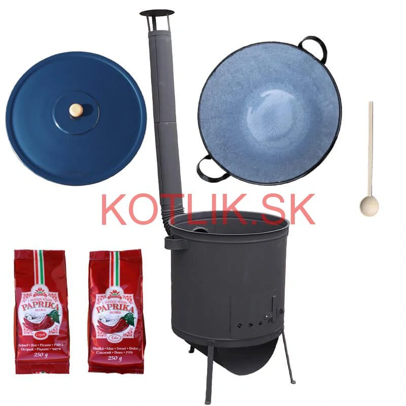 Smaltovaný kotol 60 L na zabíjačku + žiaruvzdorná kotlina 53 PLUS 600 4 MM + sladká a štipľavá paprika + vareška