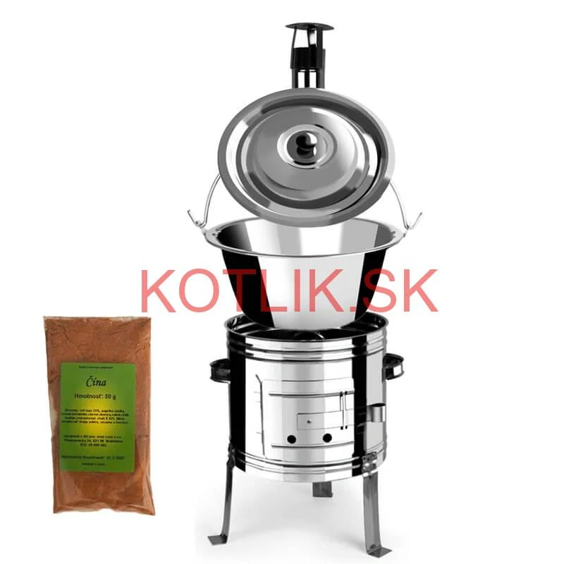 Nerezový kotlík 10 L (0,8 mm) + nerezová kotlina 31 INOX + Wok + korenie 50 g