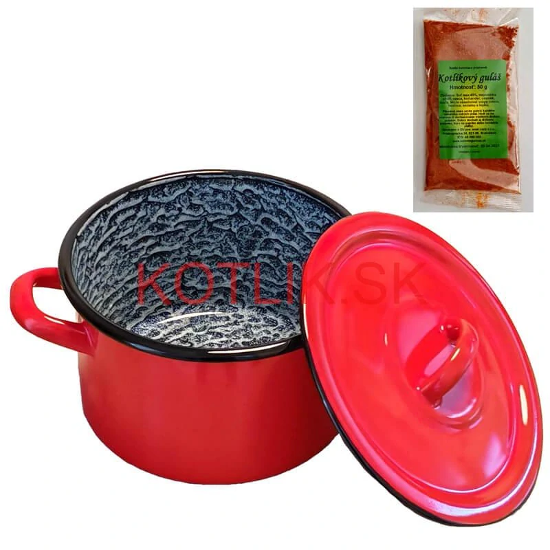 Smaltovaný hrniec s pokrievkou COMBI 0,7 l + korenie na kotlíkový guláš 50 g