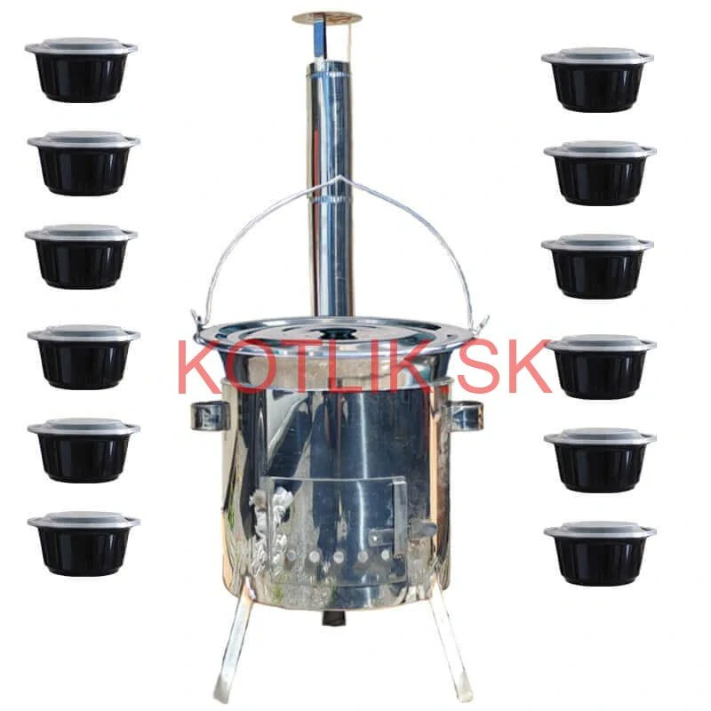 Nerezový kotlík 15 L (1,2 mm) INOX + Nerezová kotlina 36 INOX LUSTRO + misky 12 ks