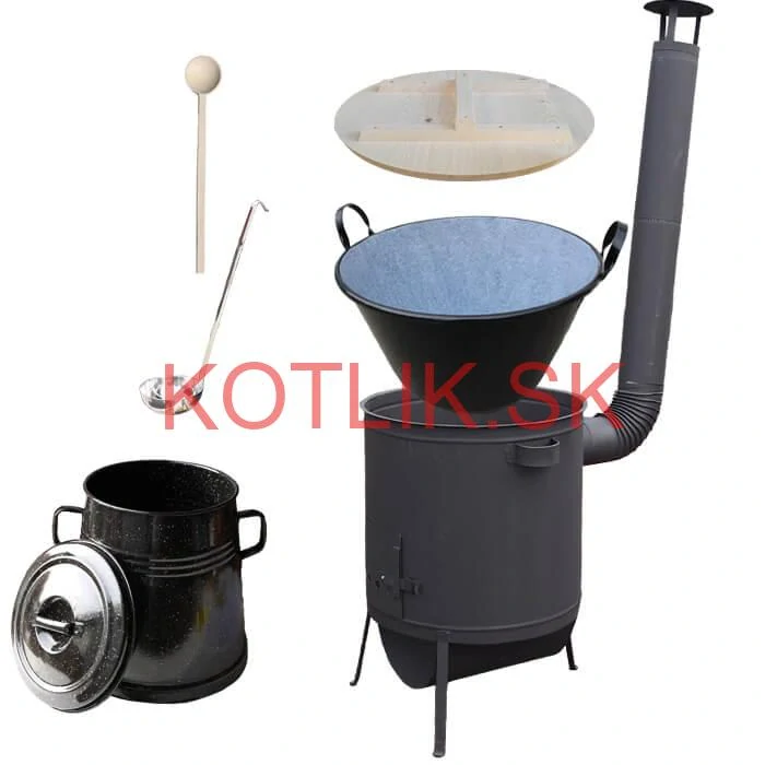 Smaltovaný kotol 100 L + žiaruvzdorná kotlina 42 PLUS 600 4 MM + Nádoba na masť 10 L