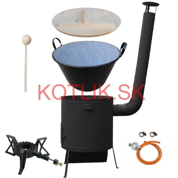 Zabíjačkový smaltovaný kotol 100 L, žiaruvzdorná kotlina 42 PLUS 600 4 MM, horák 7 kW + varecha