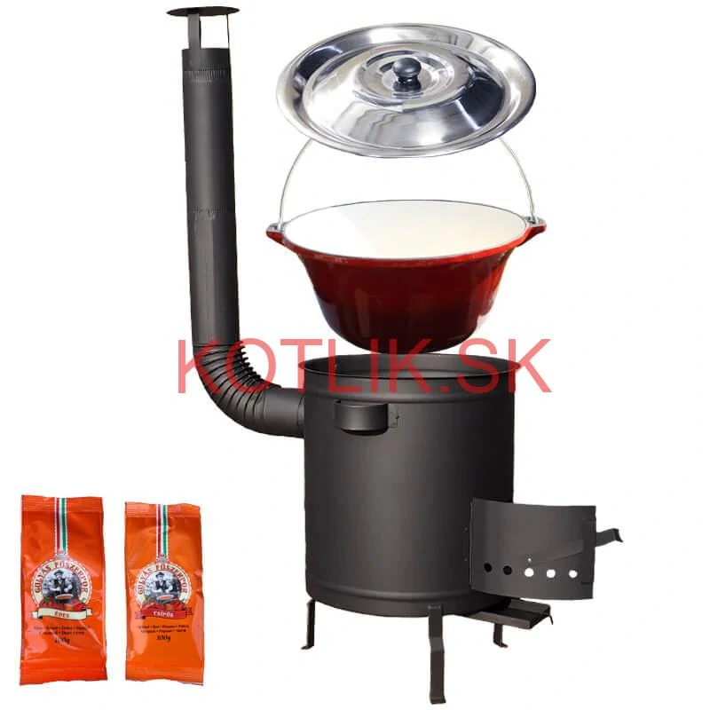 Liatinový kotlík so smaltovanou úpravou 22 L + žiaruvzdorná kotlina 42 cm (1,5 mm) STRONG + paprikové korenie na guláš - MIX 100 g