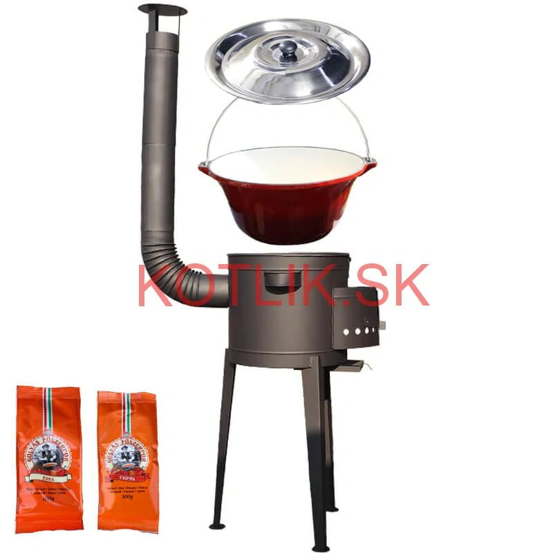 Liatinový kotlík so smaltovanou úpravou 22 L + vysoká kotlina 42 PLUS 600 + paprikové korenie na guláš - MIX 100 g