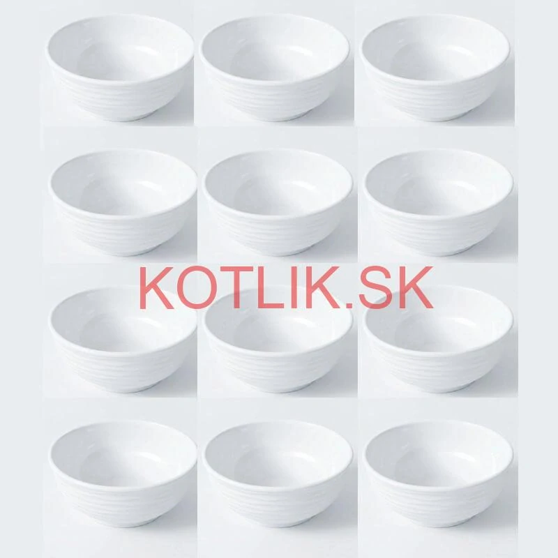 Set 12 ks: Prémiové biele misky s kamennou štruktúrou (750 ml)