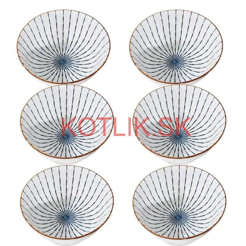 Sada 6 ks veľkých keramických misiek na guláš a polievky, 1 liter