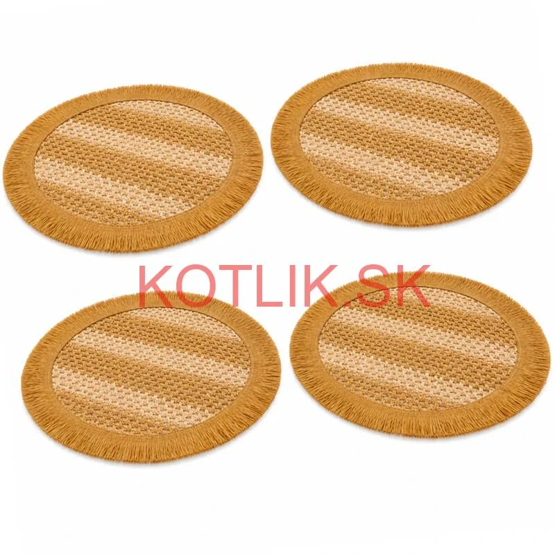 Okrúhle prírodné podložky pod tanier so strapcami 37 cm, 4 ks