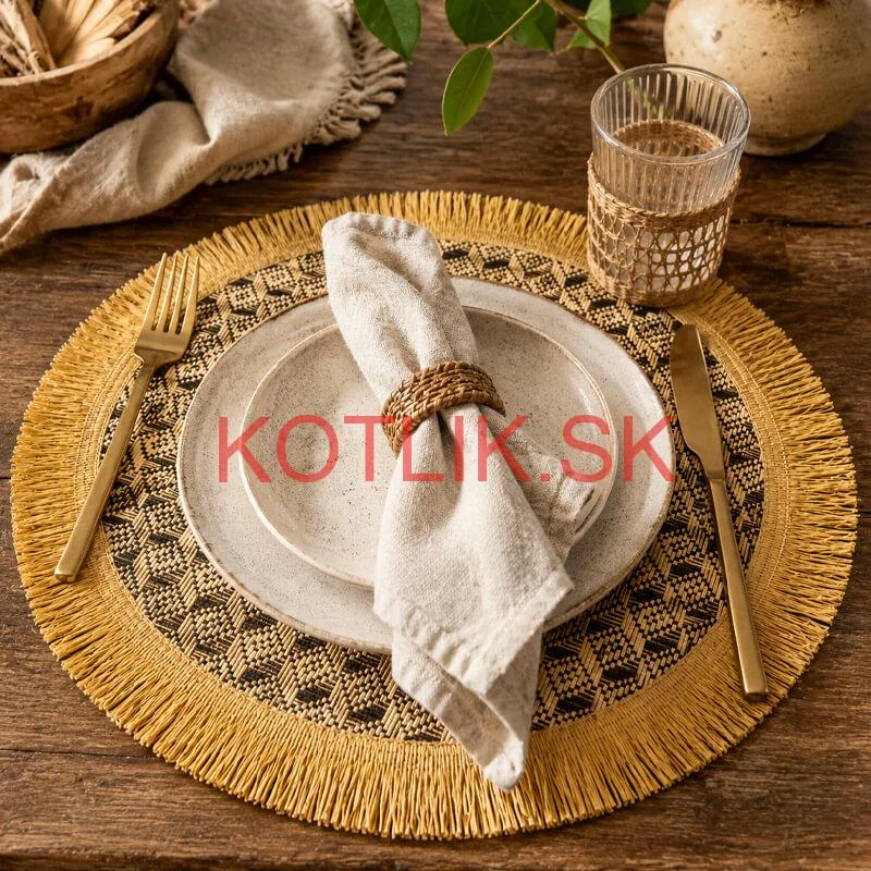 Prírodná podložka pod tanier so strapcami 37 cm