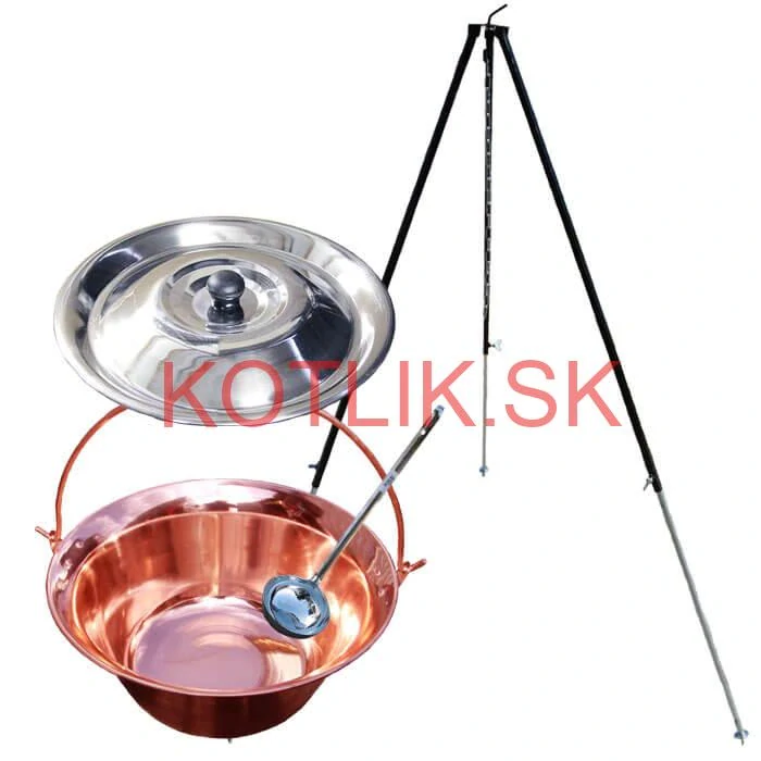 Medený kotlík 30 L (1,2 mm) + pokrievka + klasická teleskopická trojnožka