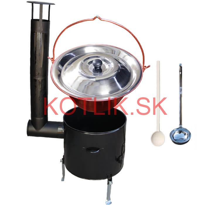 Medený kotlik 20 L (1,2 mm) + smaltovaná kotlina 39 cm + vareška a naberačka Easy party