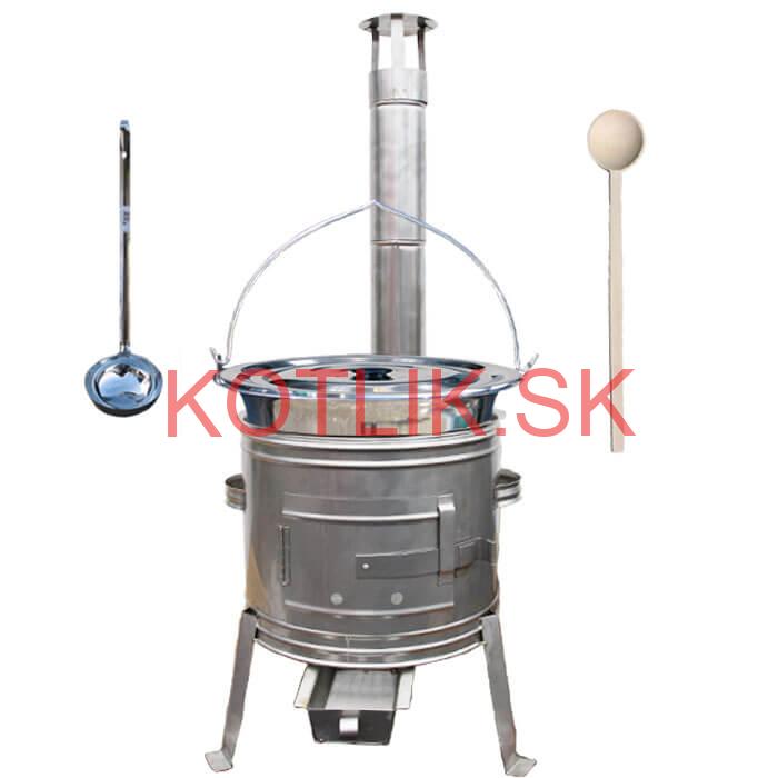 Antikorový kotlík 22 L (0,8 mm) + nerezová kotlina 39 cm + vareška a naberačka TOPLUX