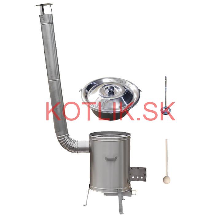 Nerezový kotlík 15 L (1,5 mm) + nerezová kotlina 36 cm + vareška a naberačka LUX