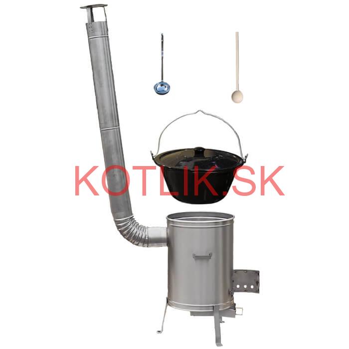 Smaltovaný kotlík 20 L (1,2 mm) + nerezová kotlina 42 cm + vareška a naberačka LUX