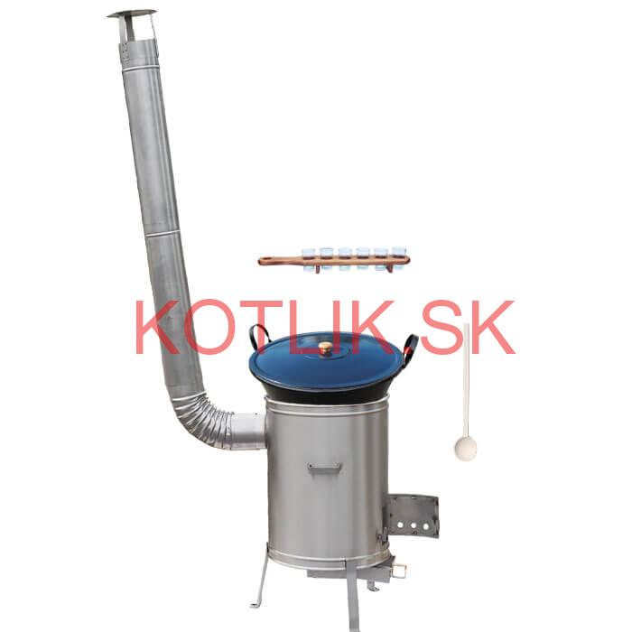 Zabíjačkový smaltovaný kotol 50 L + nerezová kotlina 53 cm + štamperlíky