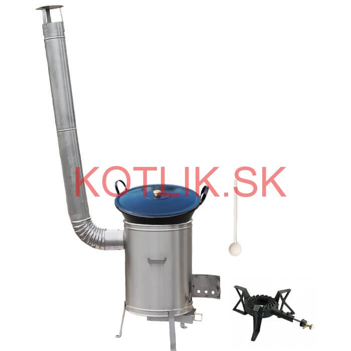 Zabíjačkový smaltovaný kotol 60 L + nerezová kotlina 53 cm + horák 7 kW