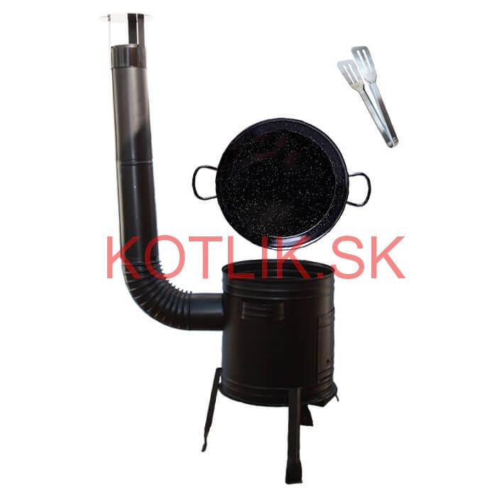 Paella smaltovaná panvica 42 cm + Kotlina 39 cm a obracačka na mäso Party