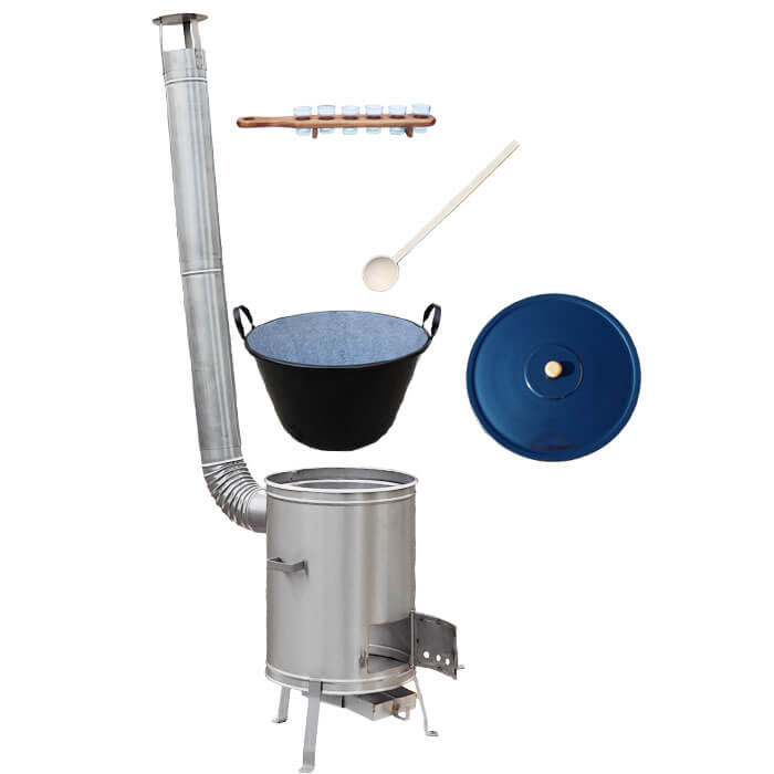 Zabíjačkový smaltovaný kotol 80 L + nerezová kotlina 56 cm + štamperlíky