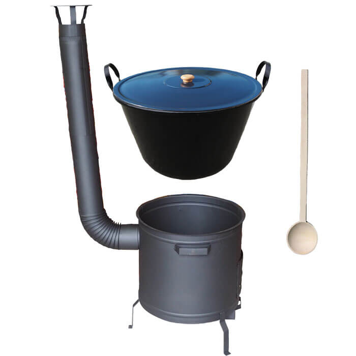 Smaltovaný kotol 70 L na zabíjačku s žiaruvzdornou kotlinou 53 cm PLUS 600 + vareška