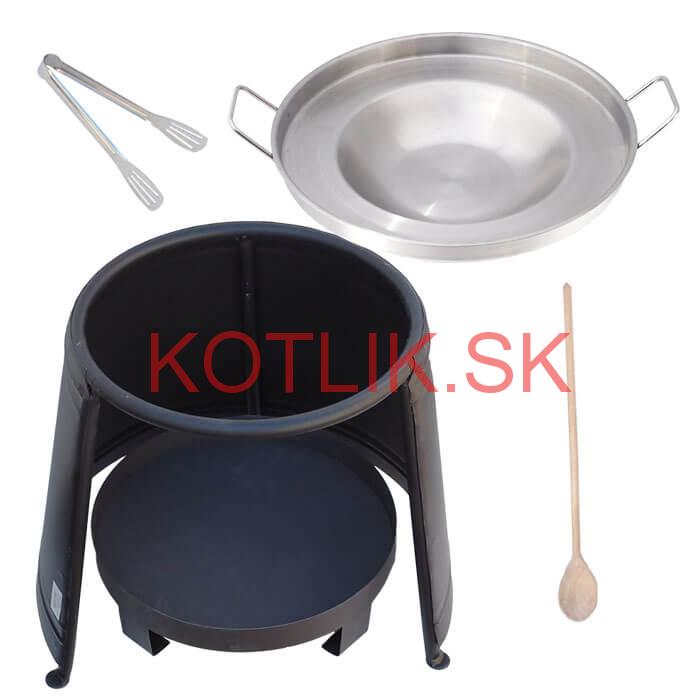 Nerezová panvica 39 cm + chránič plameňa a ohnisko