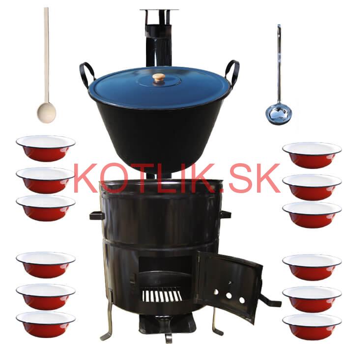 Smaltovaný kotol 80 L + smaltované taniere 12 ks BIG PARTY