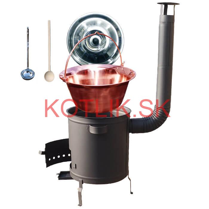 Medený kotlík 20 L (1,2 mm) + hrubostenná (1,5 mm) a žiaruvzdorná kotlina 42 PLUS 600