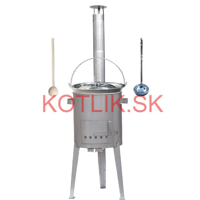 Železný kotlík 30 L (0,75 mm) + nerezová kotlina 45 cm LUXUS