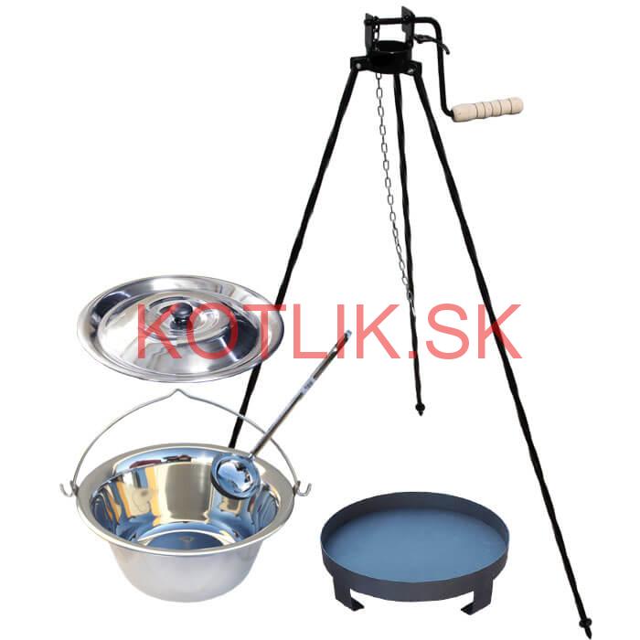 Antikorový kotlík 14 L (0,8 mm) + Ohnisko + stojan s kladkou VAR