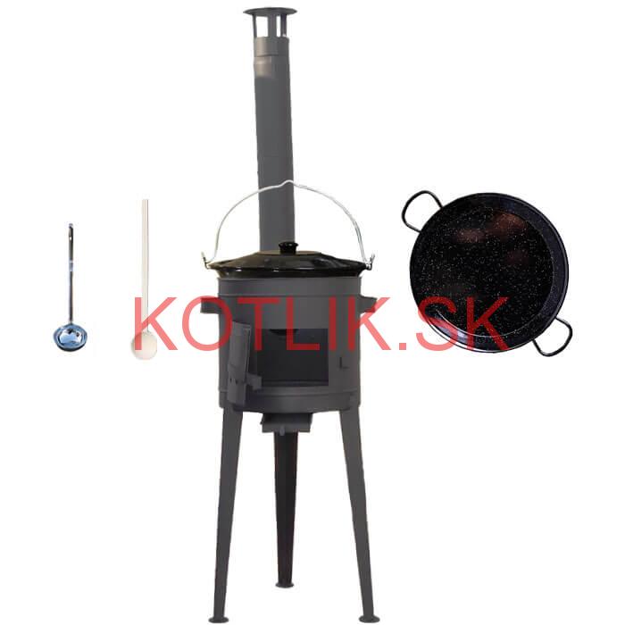 Smaltovaný kotlík 20 L (1,2 mm) + Paella smaltovaná panvica 46 cm  + žiaruvzdorná vysoká kotlina 42 PLUS 600