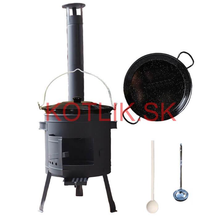 Smaltovaný kotlík 16 L + Paella smaltovaná panvica 42 cm + žiaruvzdorná nízka kotlina 39 PLUS 600