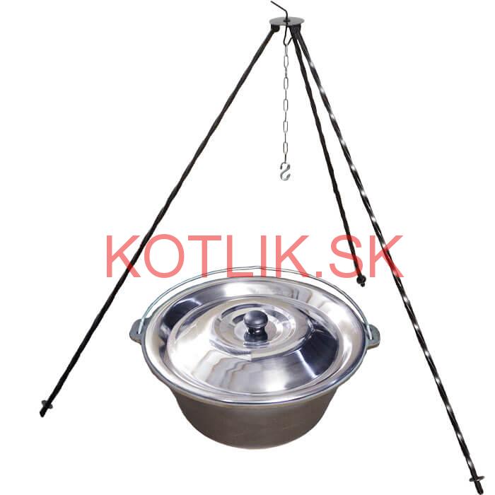 Liatinový kotlík 7,2 L + pokrievka + trojnožka 1,2 m