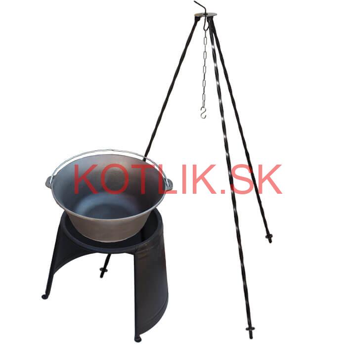 Liatinový kotlík 10,8 L + chránič plameňa 37 cm + trojnožka 1,2 m