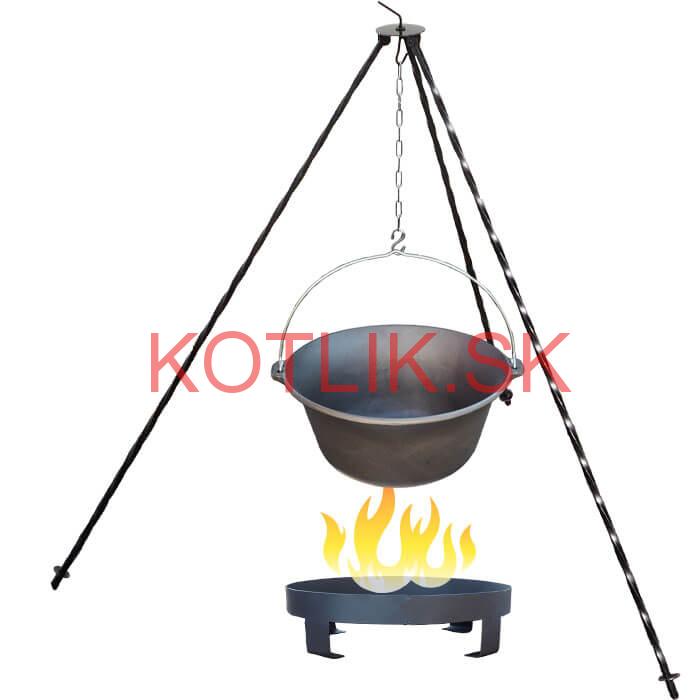 Liatinový kotlík 7,2 L + trojnožka 1 m + ohnisko 36 cm