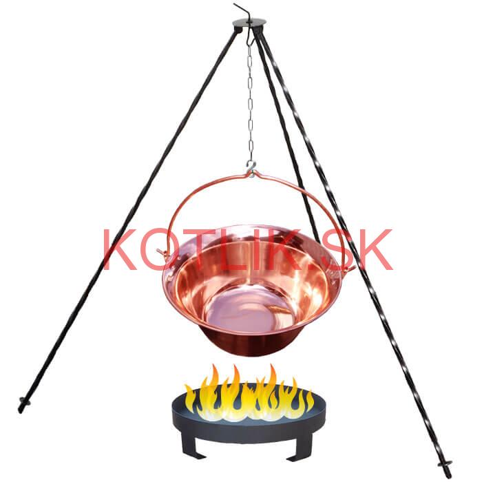 Medený kotlík 20 L (1,2 mm) + trojnožka 1,2 m + ohnisko 36 cm