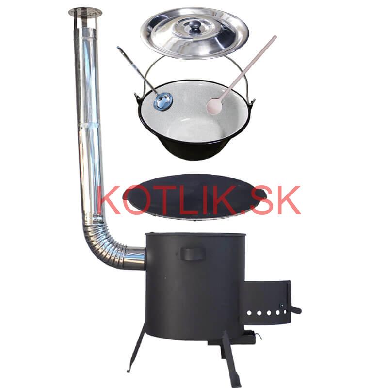 Smaltovaný kotlík 20 L + liatinová panvica 45 cm + žiaruvzdorná kotlina 42 cm PLUS 600