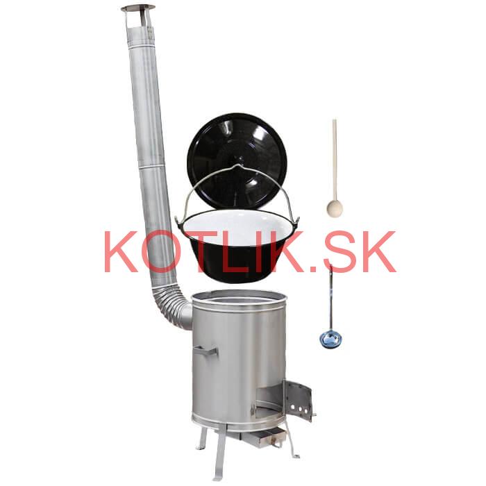 Smaltovaný kotlík 30 L (1,2 mm) + nerezová kotlina 45 cm LUX  + vareška a naberačka