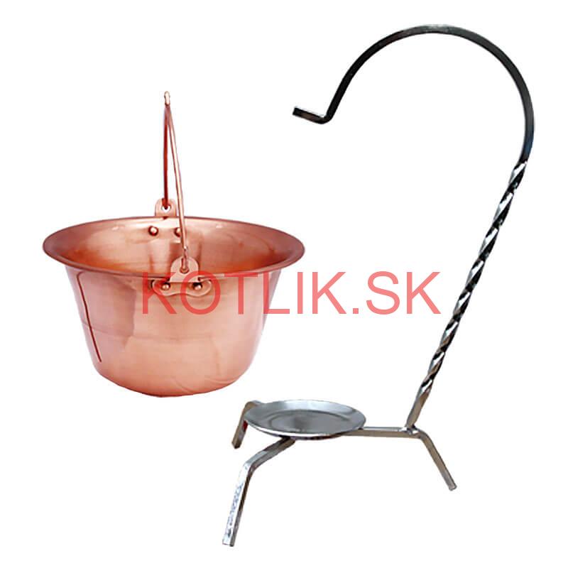 Servírovací kotlík na guláš medený 0,8 l + stojan