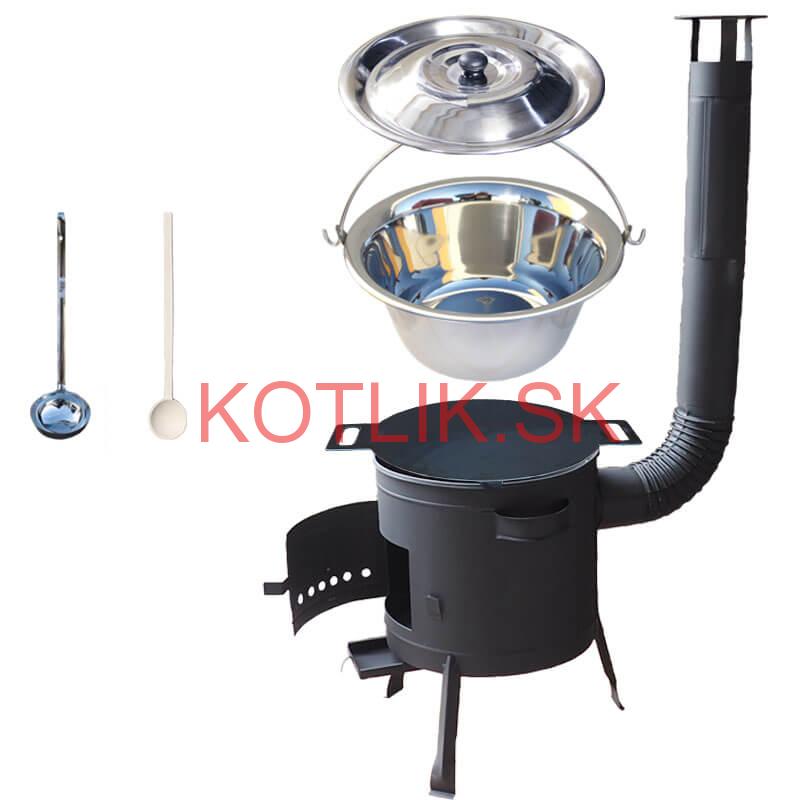 Nerezový kotlík 20 L (1,2 mm) INOX + železná panvica 44 cm UNI + kotlina 42 cm PLUS 600