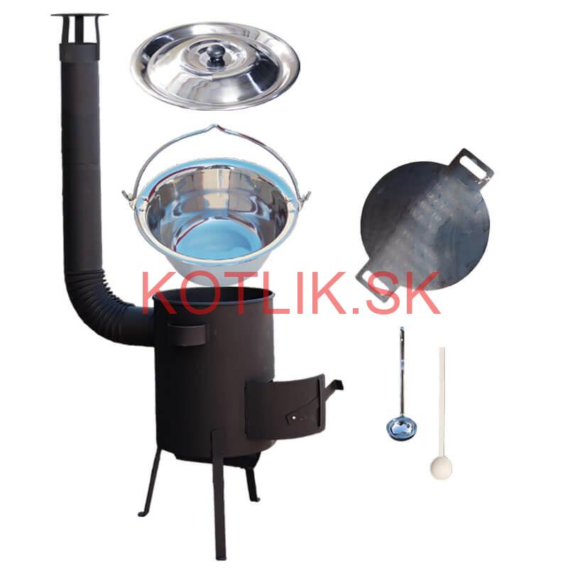 Nerezový kotlík 22 L (0,8 mm) INOX + železná panvica 44 cm UNI + kotlina 42 cm PLUS 600 4 MM