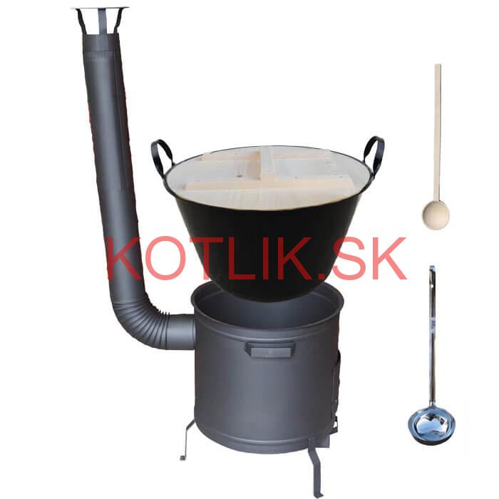 Smaltovaný kotol 100 L + žiaruvzdorná kotlina 60 cm PLUS 600 + vareška a naberačka BIG PARTY