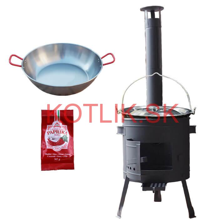 Smaltovaný kotlík 22 L + Panvica PAELLA (WOK) 45 cm + sladká paprika 50 g + nízka kotlina 42 PLUS 600