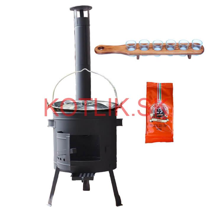 Smaltovaný kotlík 20 L (1,2 mm) + korenie + štamperlíky + nízka žiaruvzdorná kotlina (0,8 mm) 42 PLUS 600