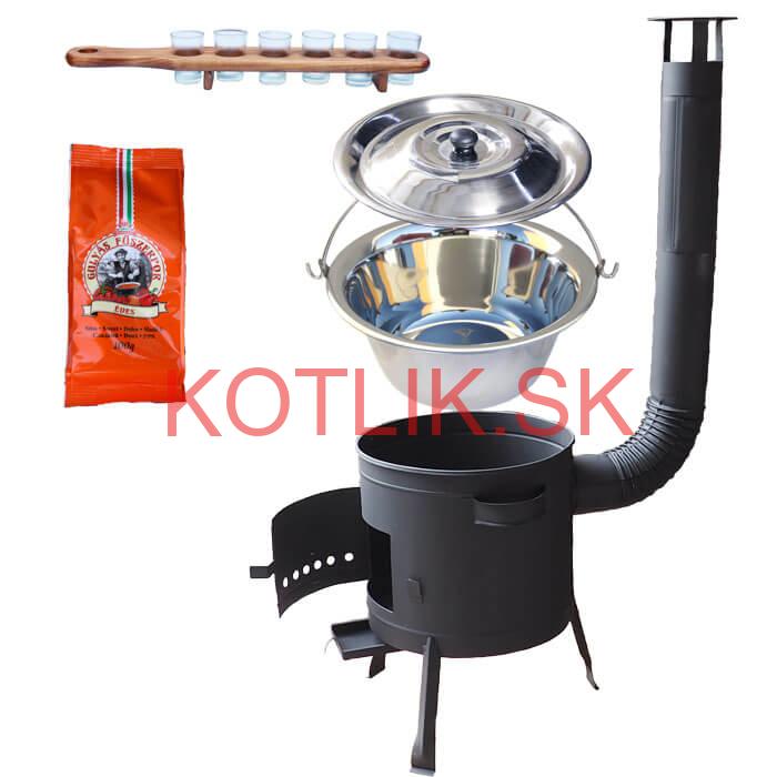 Nerezový kotlík 22 L (0,8 mm) + korenie + štamperlíky + nízka žiaruvzdorná kotlina (0,8 mm) 42 PLUS 600