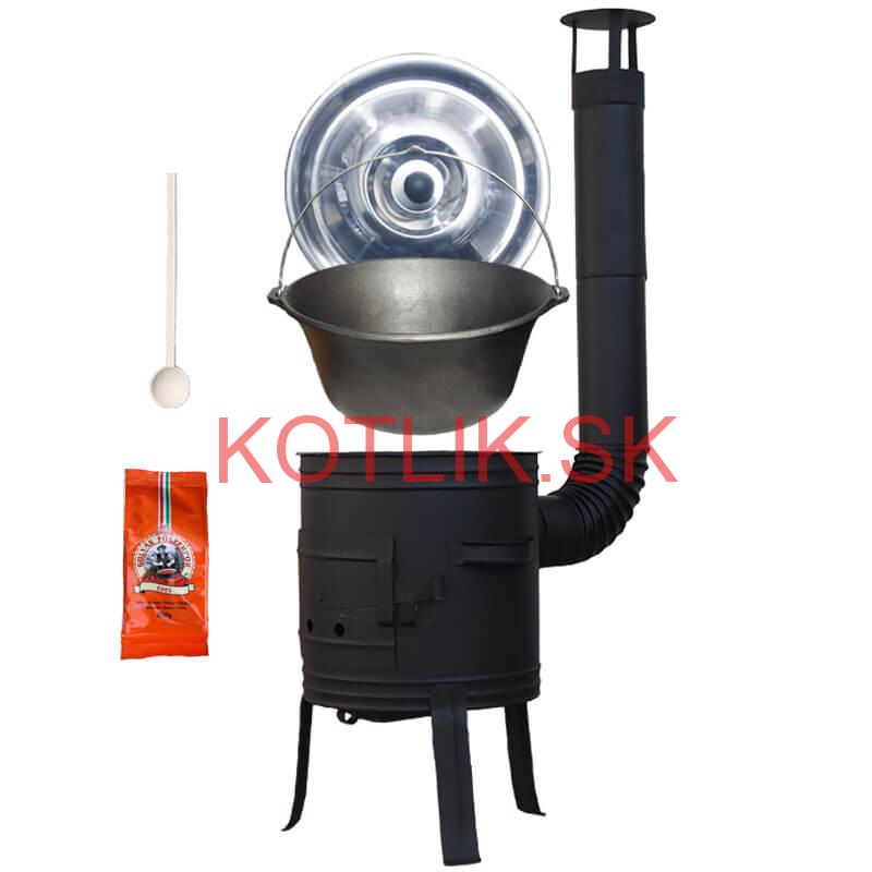 Liatinový kotlík 10,8 L + kotlina 33 cm (1 mm) + žiaruvzdorná farba Plus 700