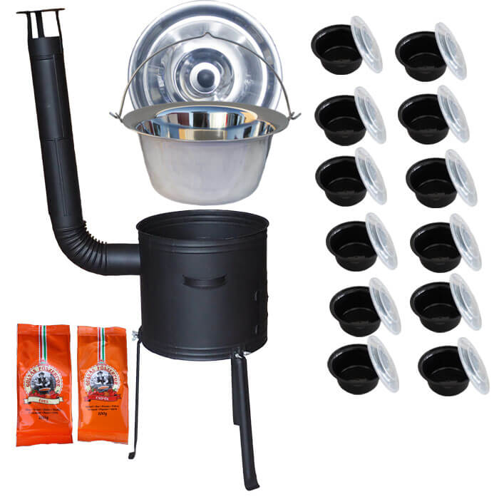 Nerezový kotlík 22 L (0,8 mm) INOX + žiaruvzdorná kotlina 42 cm Plus 700 + misky 12 ks + 2 x korenie na guláš 100 g