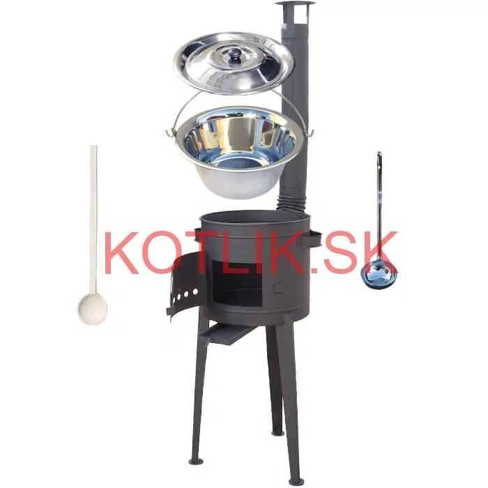 Nerezový kotlík 20 L (1,2 mm) INOX + vysoká žiaruvzdorná kotlina (2,0 mm) HODO 42 cm PLUS 600 + vareška + naberačka