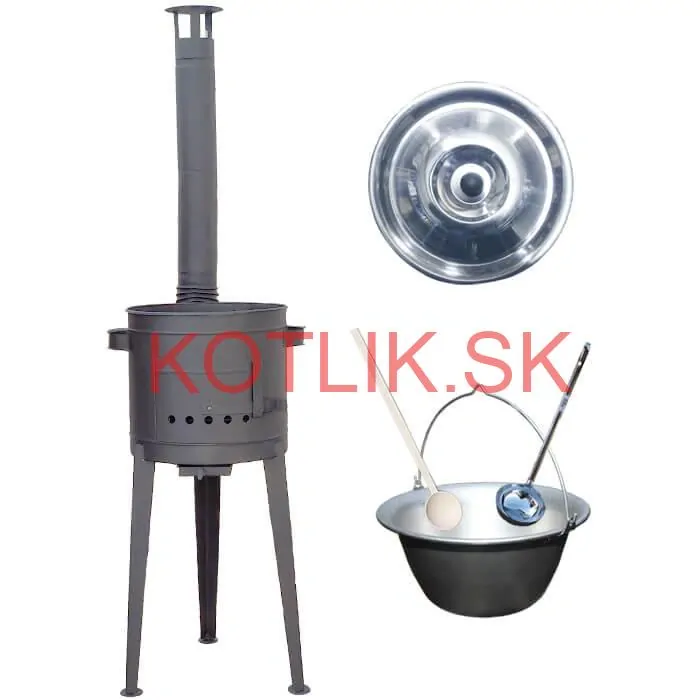 Nerezový kotlík 20 L (1,5 mm) + vysoká žiaruvzdorná kotlina (2,0 mm) HODO 42 cm PLUS 600 + vareška + naberačka