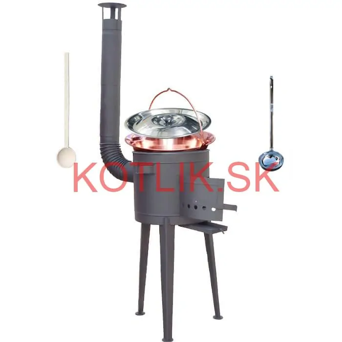 Medený kotlík 20 L (1,2 mm) + vysoká žiaruvzdorná kotlina (1,5 mm) HODO 42 cm PLUS 600 + vareška + naberačka