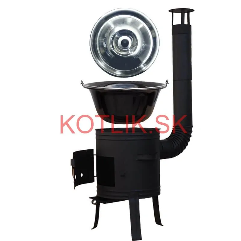 Smaltovaný kotlík 11 L BLACK + nerezová pokrievka INOX + žiaruvzdorná kotlina 33 cm Plus 700