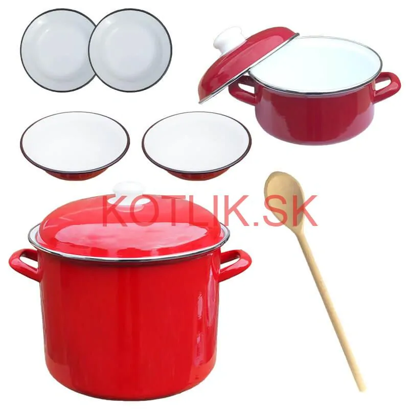 Smaltovaný hrniec s pokrievkou 4 l + Smaltovaný kastról s pokrievkou 2 L + taniere Classic